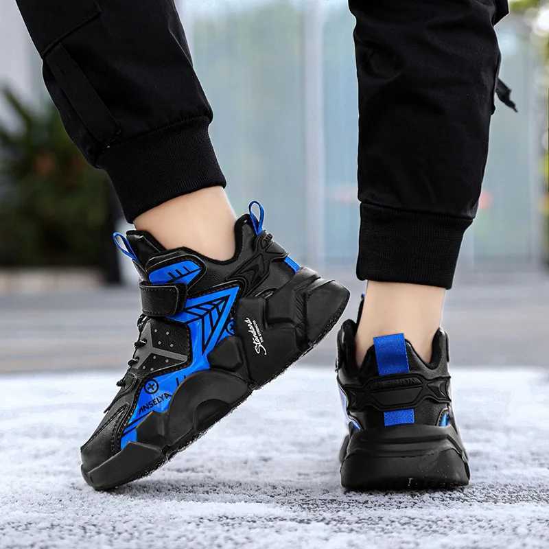 Winter Childrens Fashion Sports Shoes Leather Boys Running Sneakers Flat Casual Walking Shoes Warm Lightweight Outdoor BootsW251121