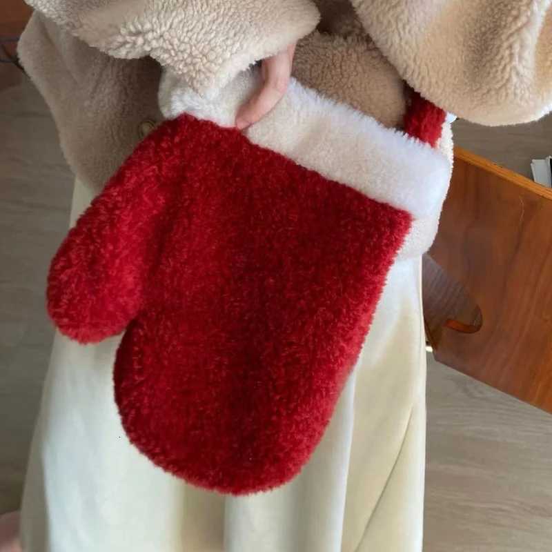 Christmas Gloves Shoder Large Capacity Bag Plush Winter Crossbody Bag Wen Red Small Phe Purse Y251121