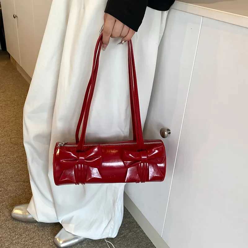 PU Leather Exquisite Bow Glossy Bost Shoder and Crossbody Bags Large Capacity Underarm Purse Suitable Various Occasi Y251121