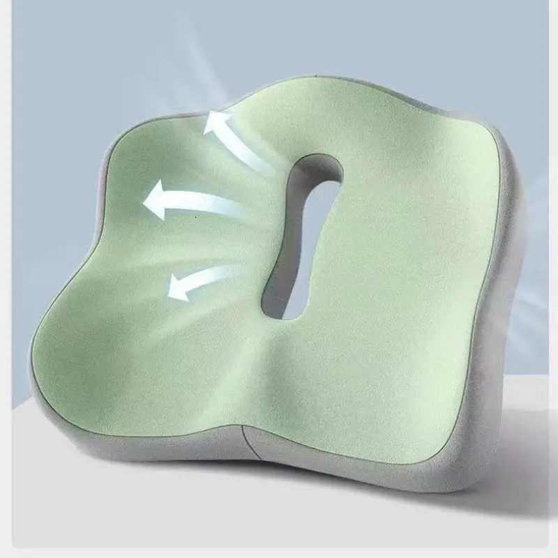 1pc Memory Foam Seat Cushion - 3D Ergonomic Support Light Green Grey Washable Polyester Car/Office Essentials Home Decor C251121