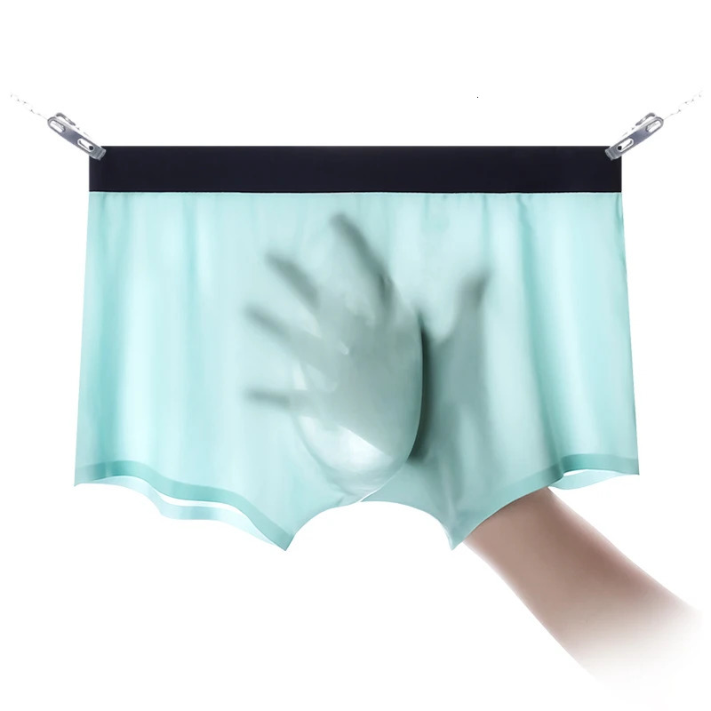 Mens underwear mens ice silk 3D molded boxer seamless thin boxing shorts summer breathable 250417