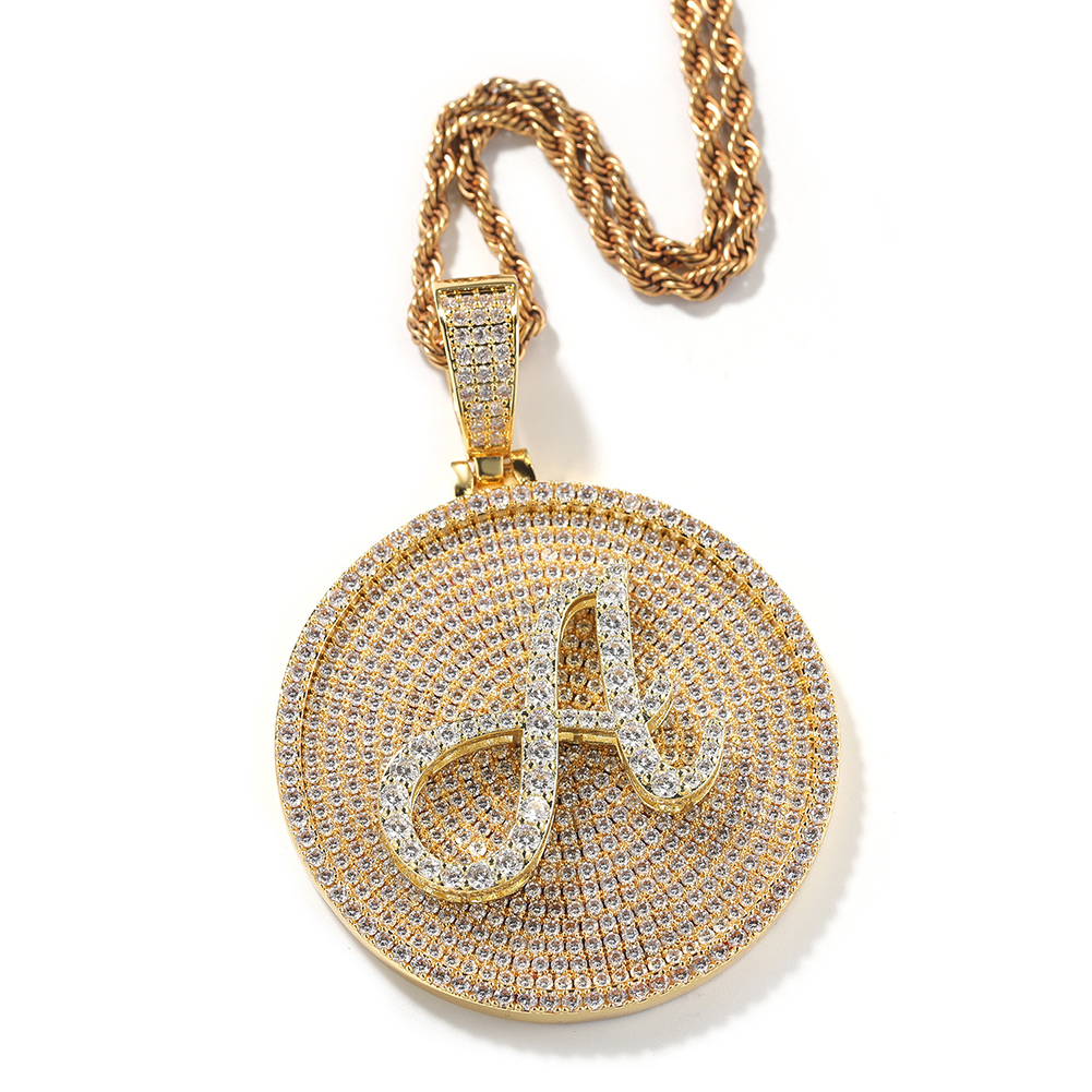 Hip Hop Custom A-Z Letter Pendant Necklace Full Zircons 18k Real Gold Plated Mens Jewelry