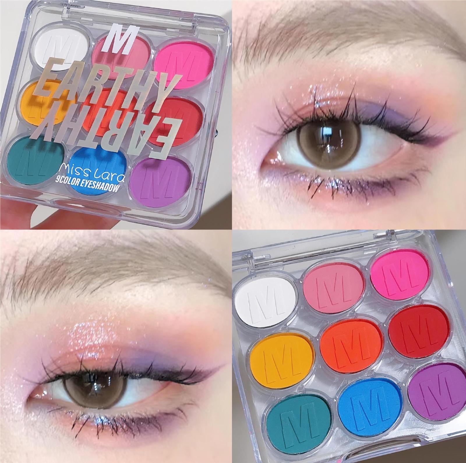 Color makeup Miss lara Nine color eye shadow plate Pearlescent fine glitter blue green purple stage makeup eye shadow 240709