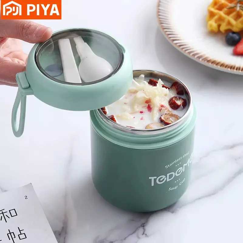 510ml Stainless Steel Lunch Box with Spoon Thermal Food Container Vaccum Cup Insulate Bento Box Thermos Soup Cup For Kids SchoolM251121