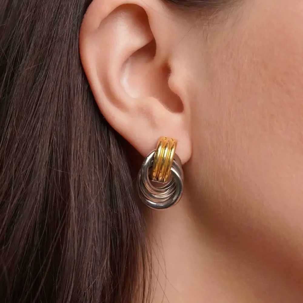Korean 1/3 pair laminated stud copper retro three knot pure gold hoop earrings suitable for women to embrace party jewelryXJ250421