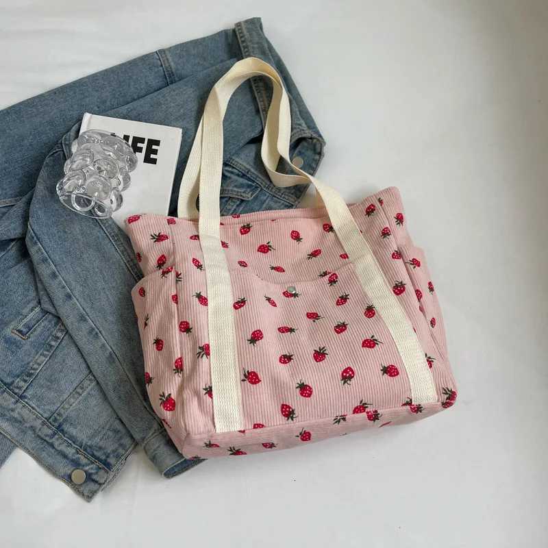Fresh Sweet Girl Handbag Fashionable High end Corduroy Printed Shoulder Bag Leisure Shopping Commuter Womens Underarm BagT251121