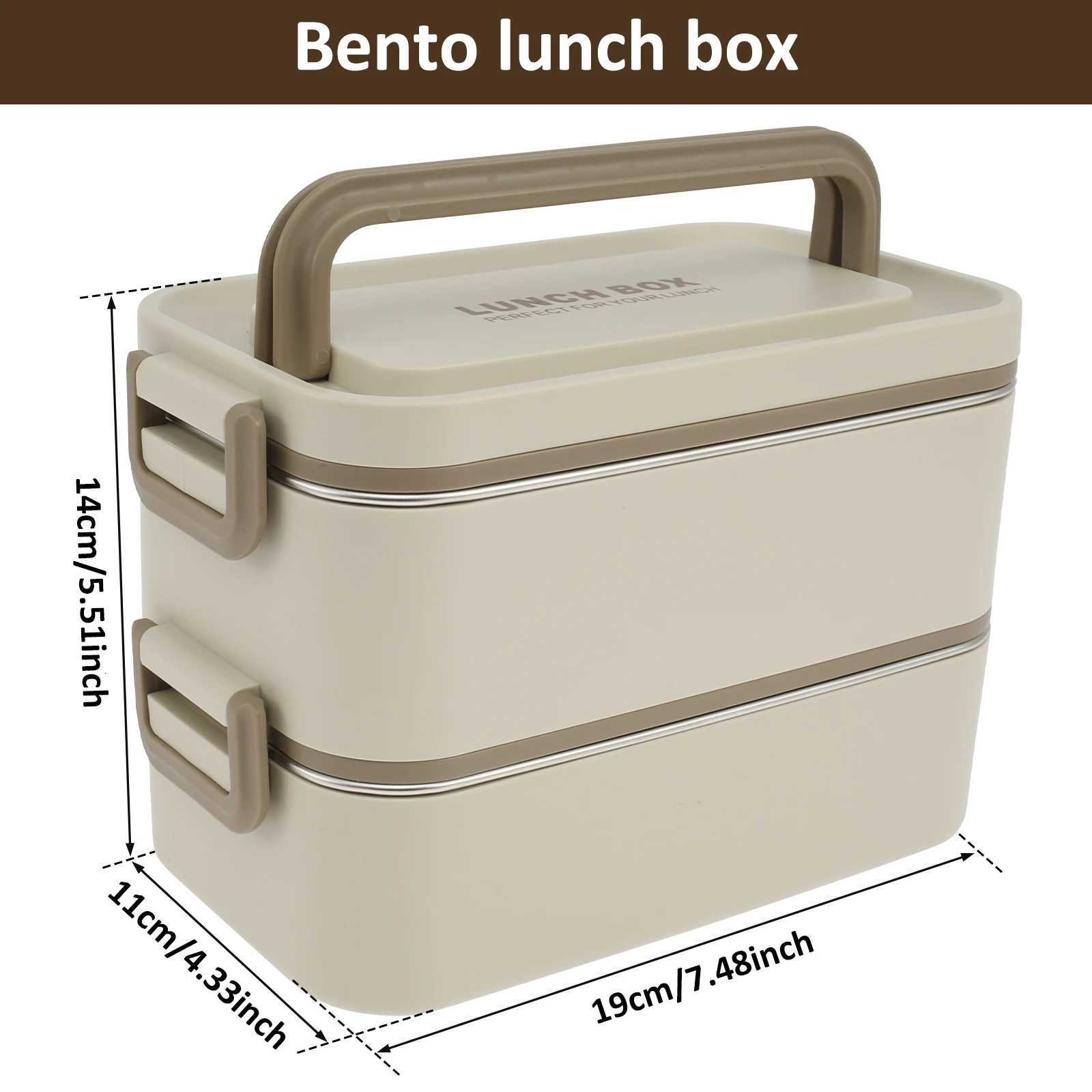2000ML Lunch Box Microwavable Bento Box Double Layer Leakproof Stainless Steel Food Container Portable Students Adults SchoolM251121