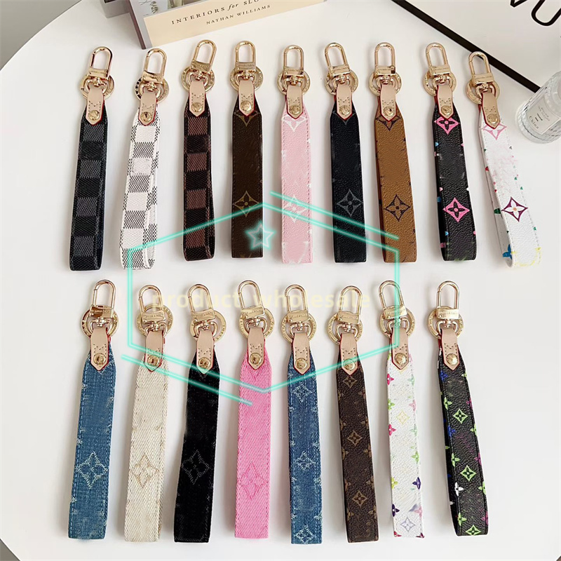 Designer PU Leather Denim Keychains Lanyards Luxury Keychain Key Ring for Women Charm Bag phone Ornament Pendant Accessories Chains Retail