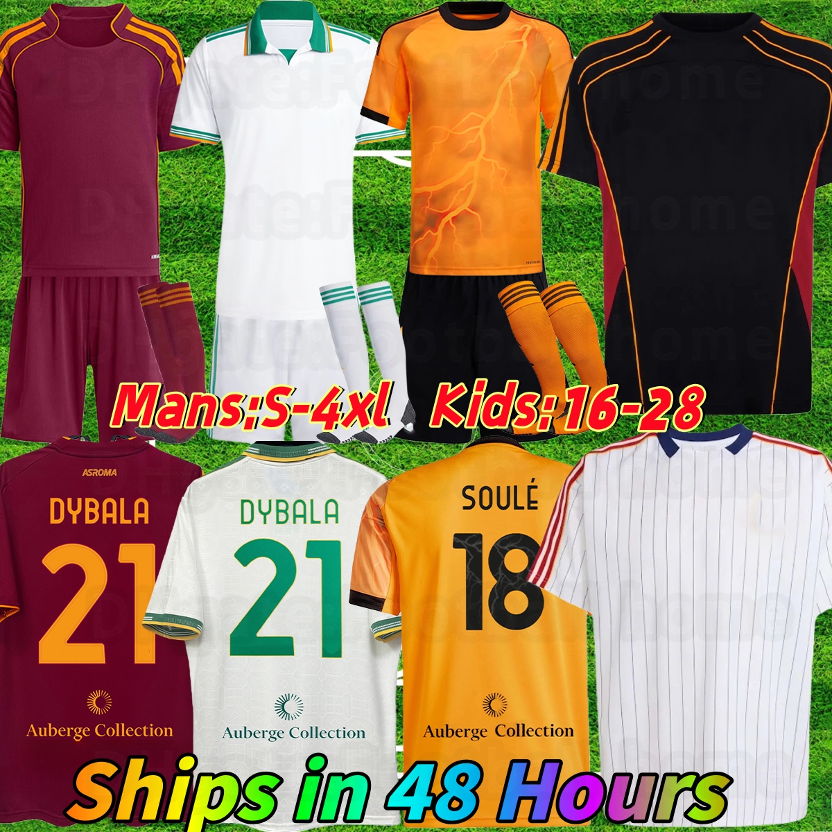 25 26 Maglia Roma Third Soccer Jerseys 2025 2026 PELLEGRINI home Away Pellegrini KONE CRISTANTE Dovbyk DYBALA Football Jersey Shirts Kit Players fans Men Kids