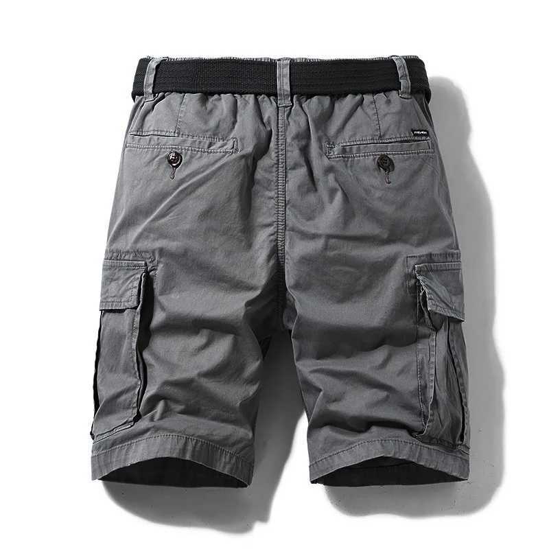 Summer mens cotton multi pocket cargo shorts running loose pants mens casual tool shorts high-quality mens shorts without straps W250421