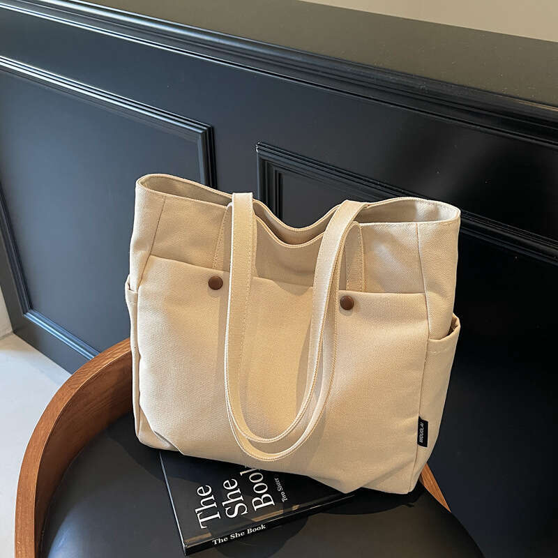 Canvas Bag Large Capacity Shopping Bag Canvas Large Capacity Women New Versatile Commuter Casual Student Class Shoulder Tote Bag