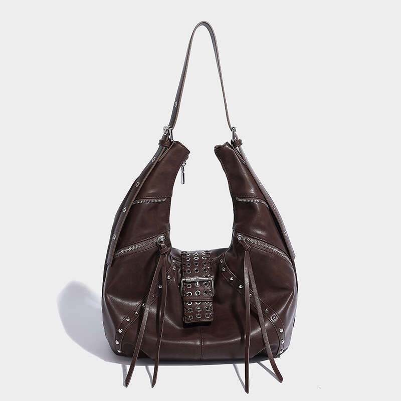 Women's Bags designer New autumn and winter single shoulder tote with rivets, versatile diagonal cross bag, millennium spicy girl armpit bag