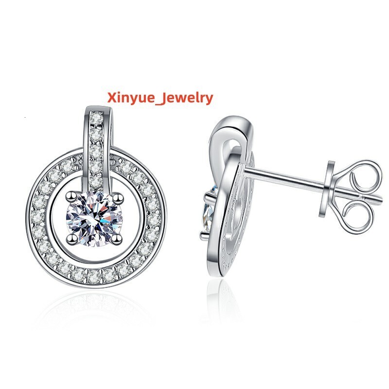 GRA Certified Lab Diamond 925 Sterling Silver Stud Earrings 03CT Moissanite D Color Round Earrings for Women Birthday Gifts