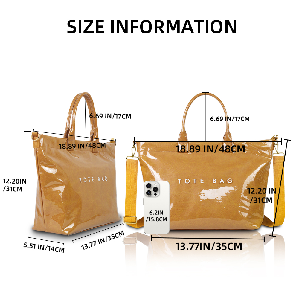 Women's PVC Tote Large Capacity Letter Print Kraft Paper Clear Plastic Shoulder Bag Waterproof Travel Handbag
