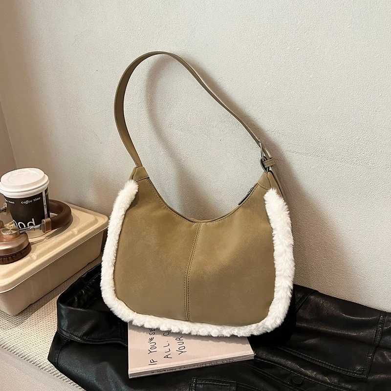 Suede Solid Color 2024 Hot Selling Wens Handbag Large Capacity Zipper Winter Shoder Bag Soft Simple Popar Crossbody Bag Y251121