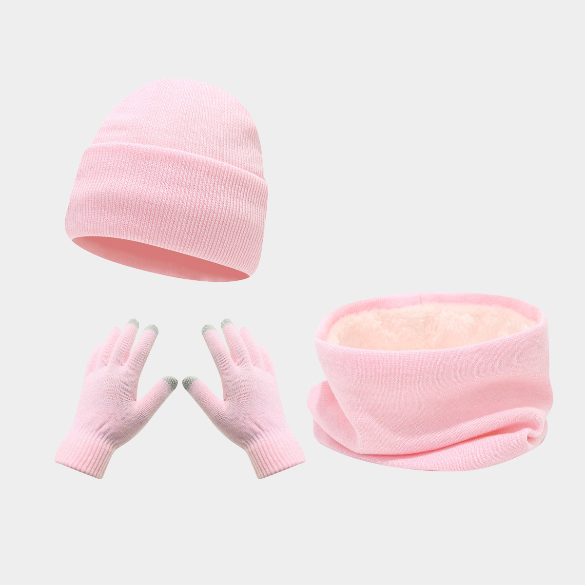 Designer Scarf Hat Gloves Three-Piece Set Winter Outdoor Cycling Skiing Cold-Proof Solid Color Knitted Hat Warm Set Trendy free shipping