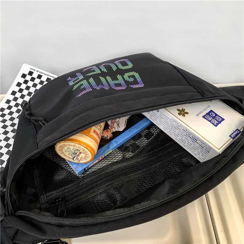 Fashion VC Couple Large Capacity Ch Bag Fi Canvas Sling Bag Lightweight Streetwear Travel Waist Bag Trend Men Crossbody Bag Y251121