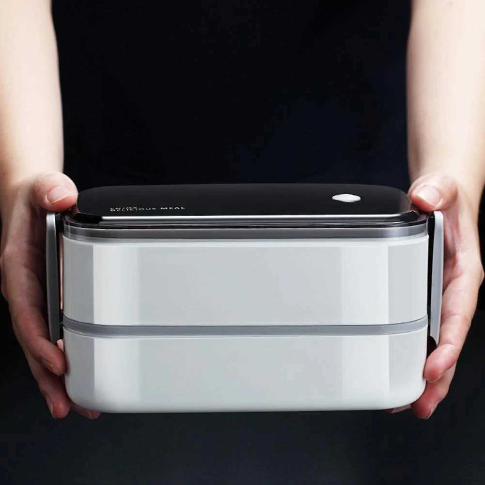 304 Stainless Steel Insulated Lunch Box Portable Microwave Food Containers for Workers Student Picnic White Bento Box 1/2 LaM251121