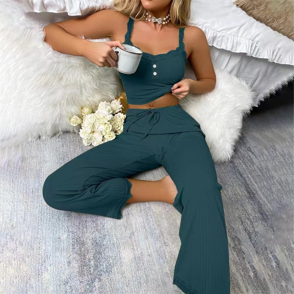 ATUENDO Autumn Fashion Pajama Set for Women 100% Cotton PJS Atoff Home Satin Avocado Sleepwear Spring Warm Silk Kawaii Nightwear 210924