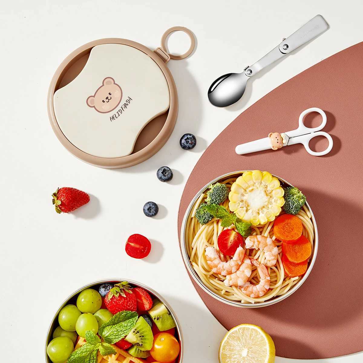 WORTHBUY 304 Stainless Steel Lunch Box With Folding Cutlery Picnic Portable Sealed Fruit Salad Food Container For Kids StudentsM251121