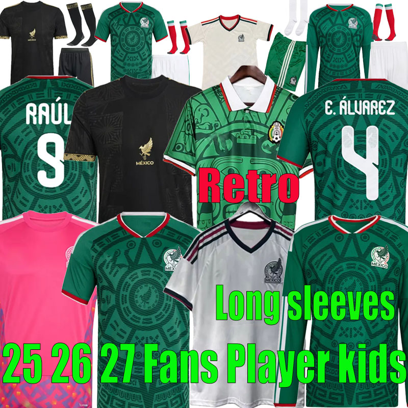 Mexico jersey 2026 World Cup Home away Player Fans Kit soccer jerseys A. VEGA C. HUERTA L. ROMO RAUL football shirts men kids kit set Third goalkeeper training uniform 4XL