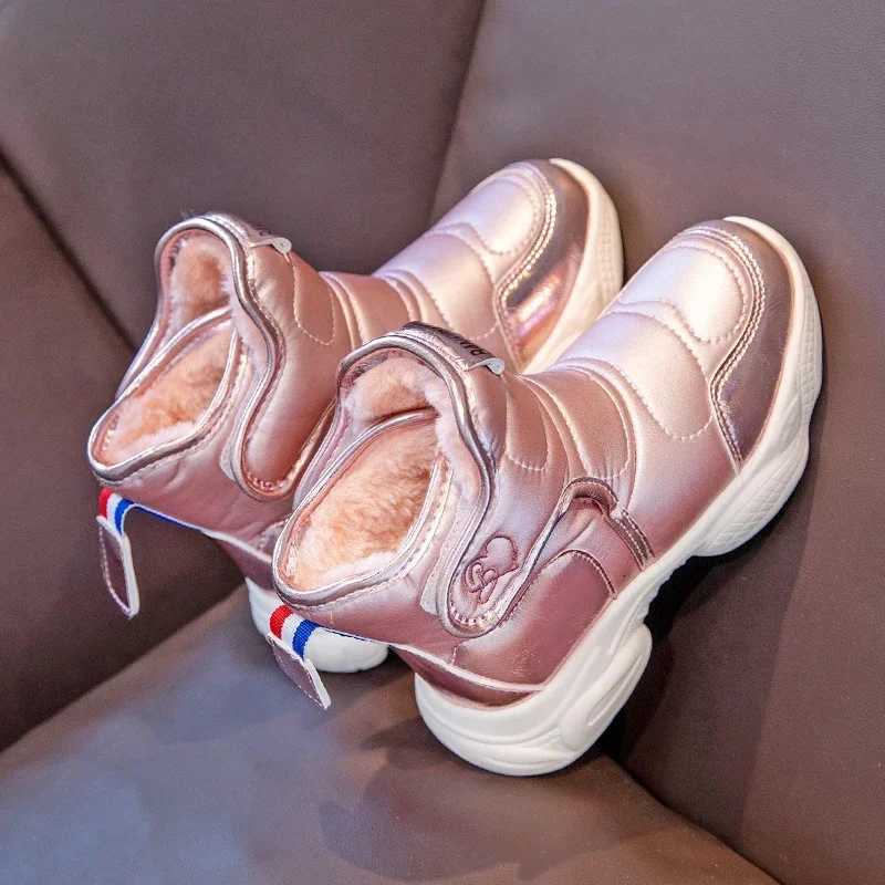 2024 Children Cotton Boots for Girls Winter New Fashionable Soft Thick Bottom Comfortable Anti-slippery Casual Trendy Warm ShoesW251121