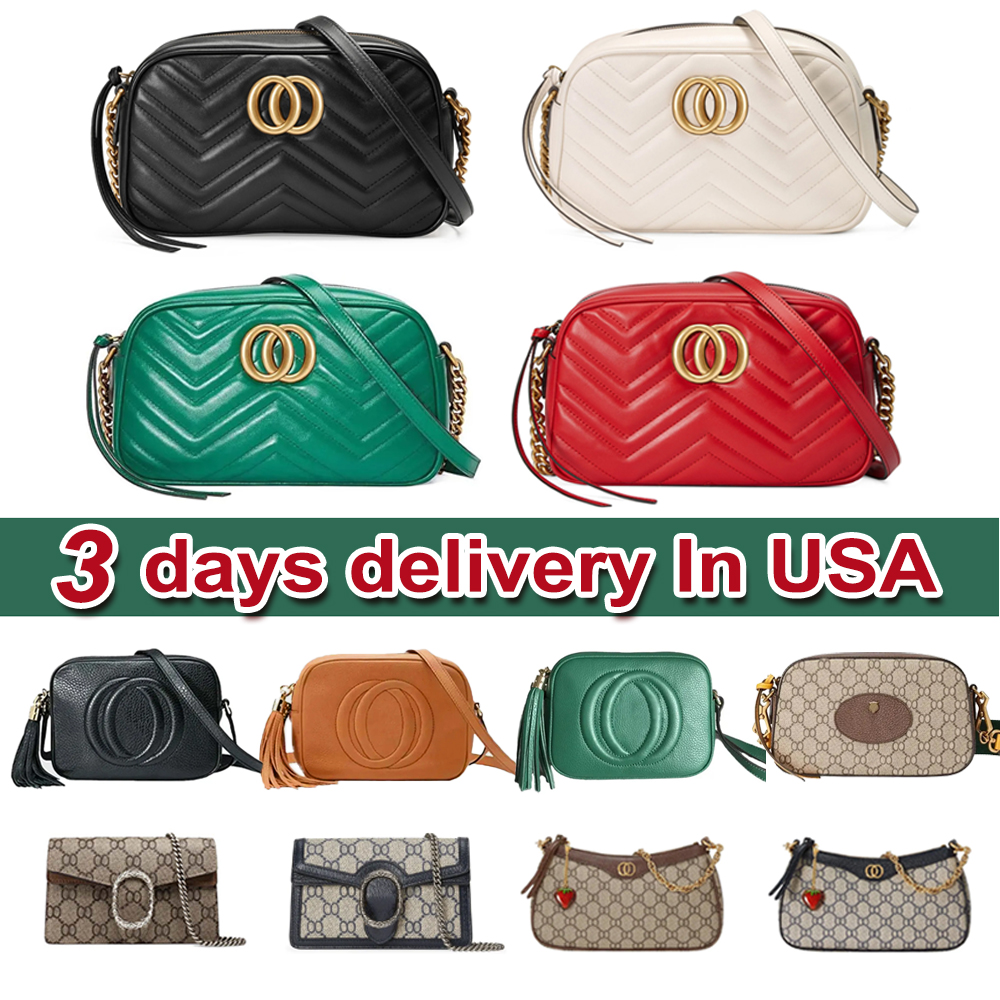 US warehouse Designer Bag Shoulder Bag Camera bag Luxury Bag Top Women's handbag Purse Black Leather Camera bag Crossbody bag Classic Print Flap bag Mini Chain bag