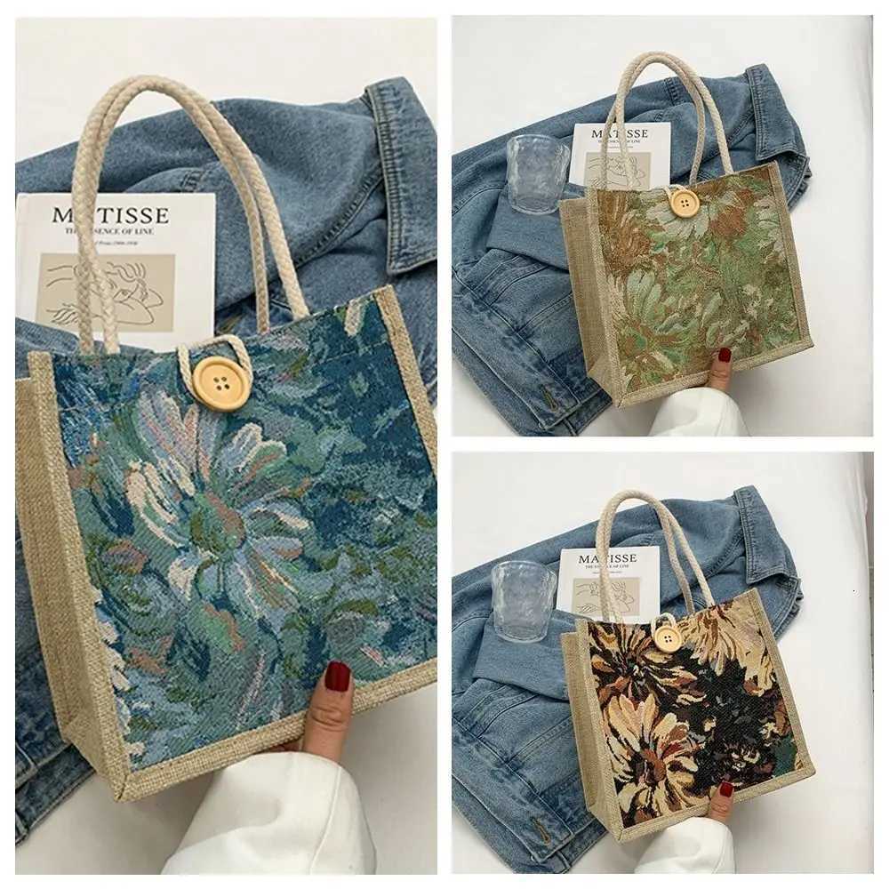 Printed Ethnic Style Canvas Bag Portable Large Capacity Linen Handbag Storage Bag Tote Bag Printing Cloth Lunch Bag ShoppingT251121