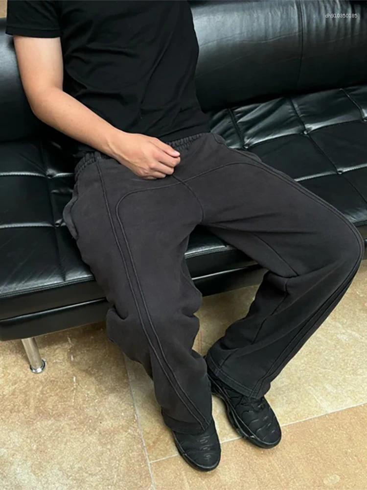 Men's Pants American Baggy Harajuku Retro Elastic Binding Rope Design Oversized Sweatpants Men Personalized Streetwear High Street Trendy Straigh