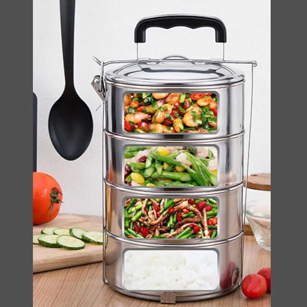 Airtight Stackable Lunch Snack Box Stainless Steel Portable Keep Warm Cylinder Thermal Compartment Leakproof Food Warmer SchoolM251121