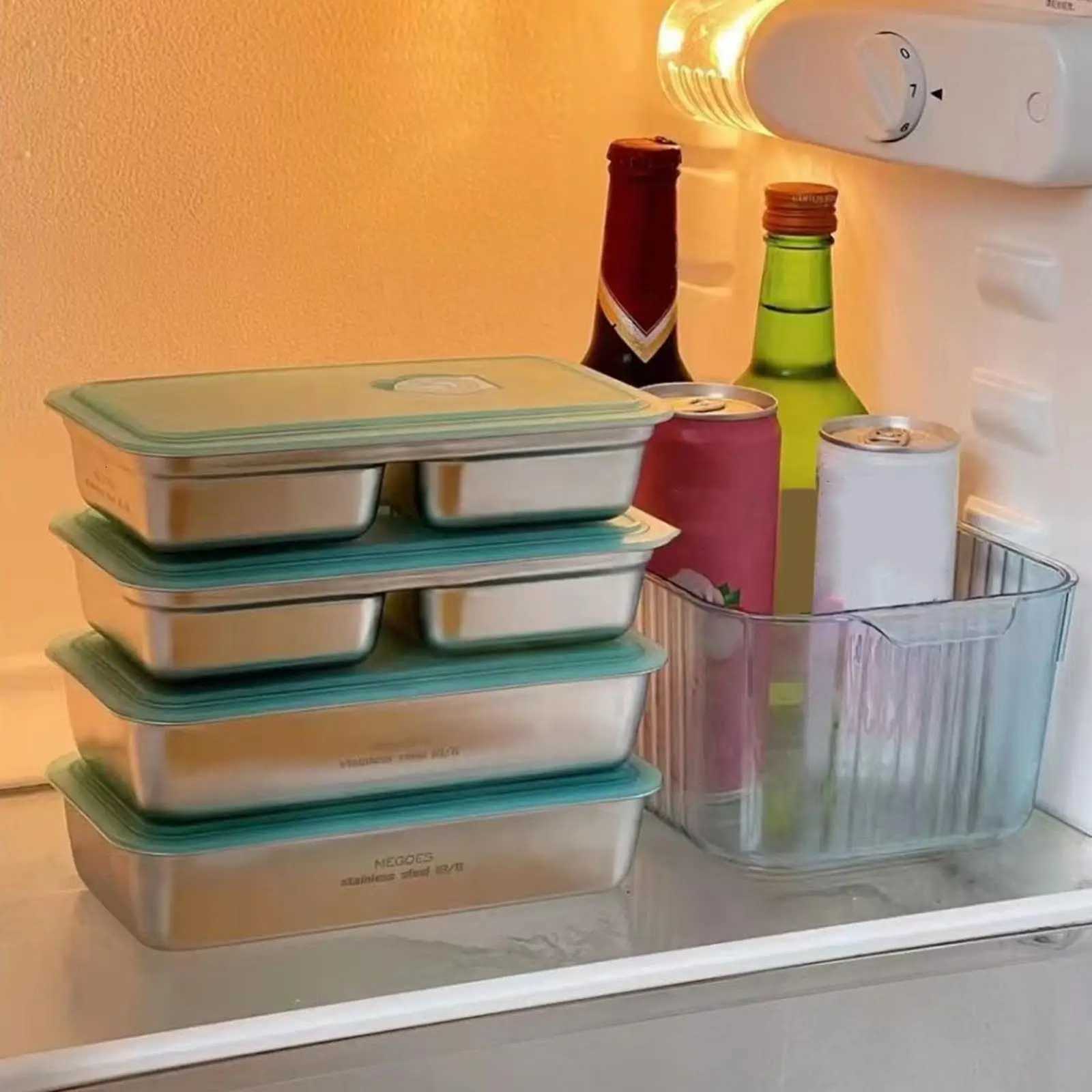 Stainless Steel Snack Containers Double Compartment Reusable Snack Containers Leak-proof Lunch Boxes For Outdoor Camping PicnicM251121