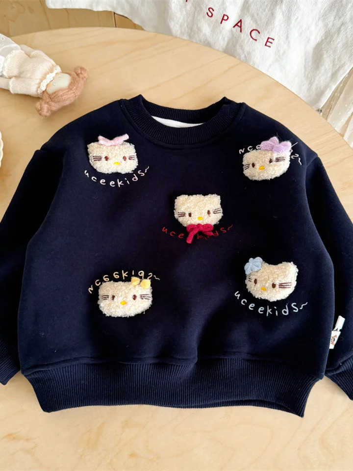 Sanrio Hello Kitty Girls Sweatshirt Fall and Winter Cartoon Cute Princess Top Childrens Fashionable and Sweet Casual Wear H251121