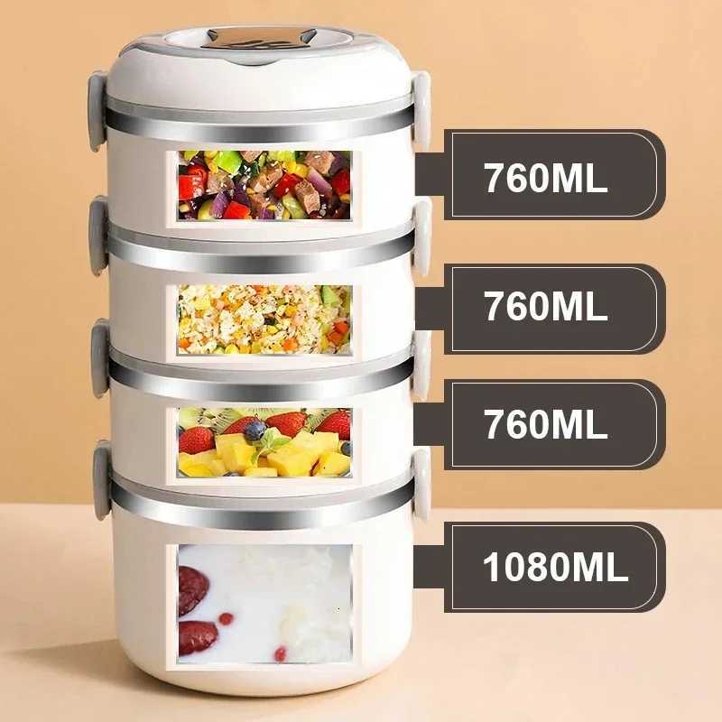 Warm lunch box Multilayer super long insulated lunch bucket Office Student stainless steel lunch box Microwave oven heatingM251121