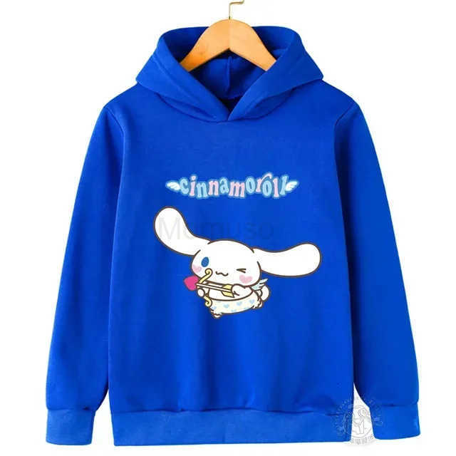Sanrio Super cute Cinnamoroll print girls warm fleece hoodie childrens fall and winter outdoor fashion warm pullover tops H251121
