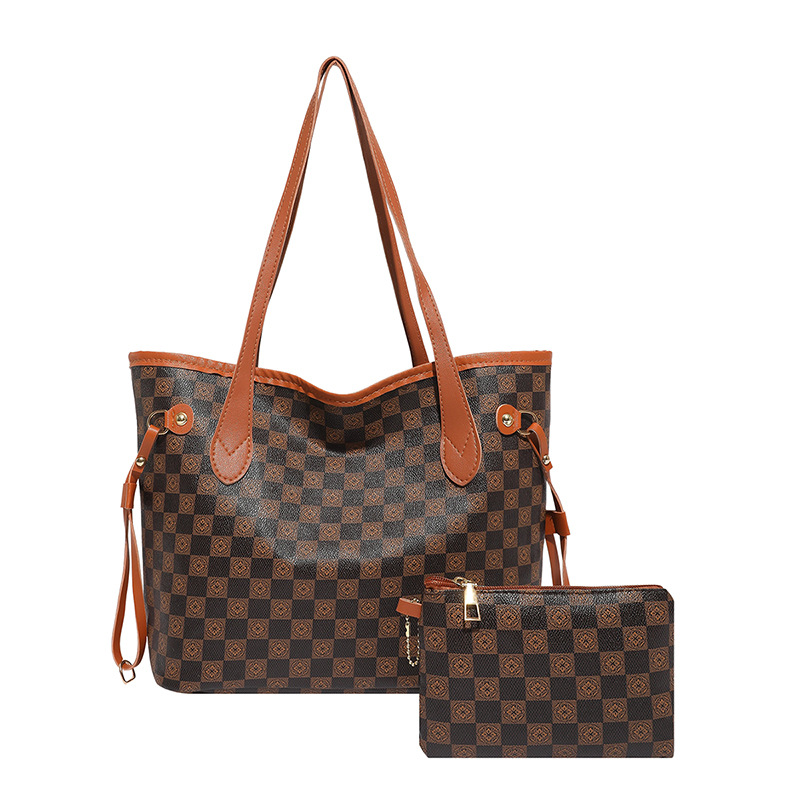 Chessboard Tote Bag Women's Large Capacity Commuter Bag Handheld Shoulder Bag Shopping Bag Bag