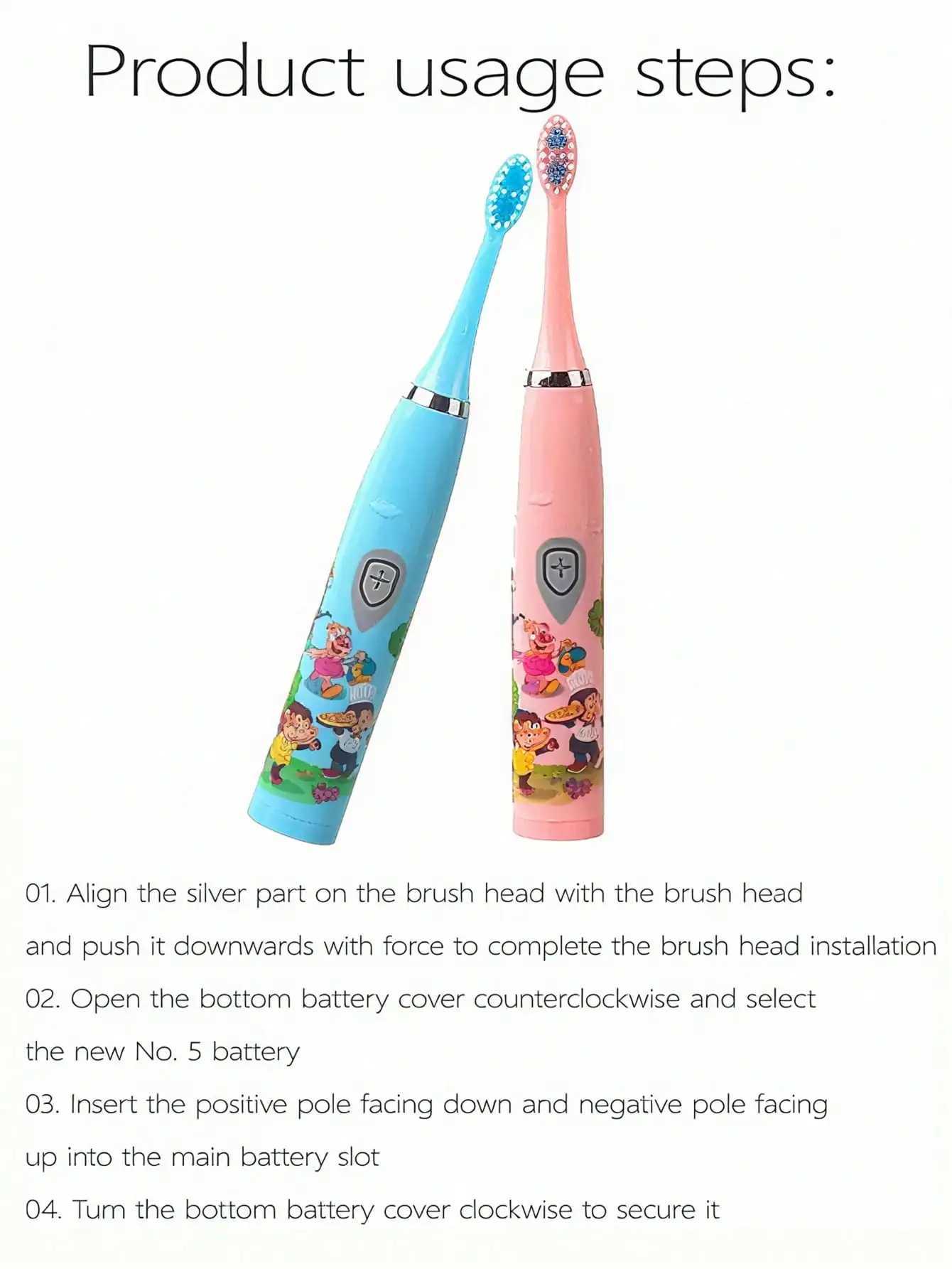2026 Sonic Electric Toothbrush Smart Cartoon Soft Bristles Toothbrush Replace Battery versionBatteries not included C251121
