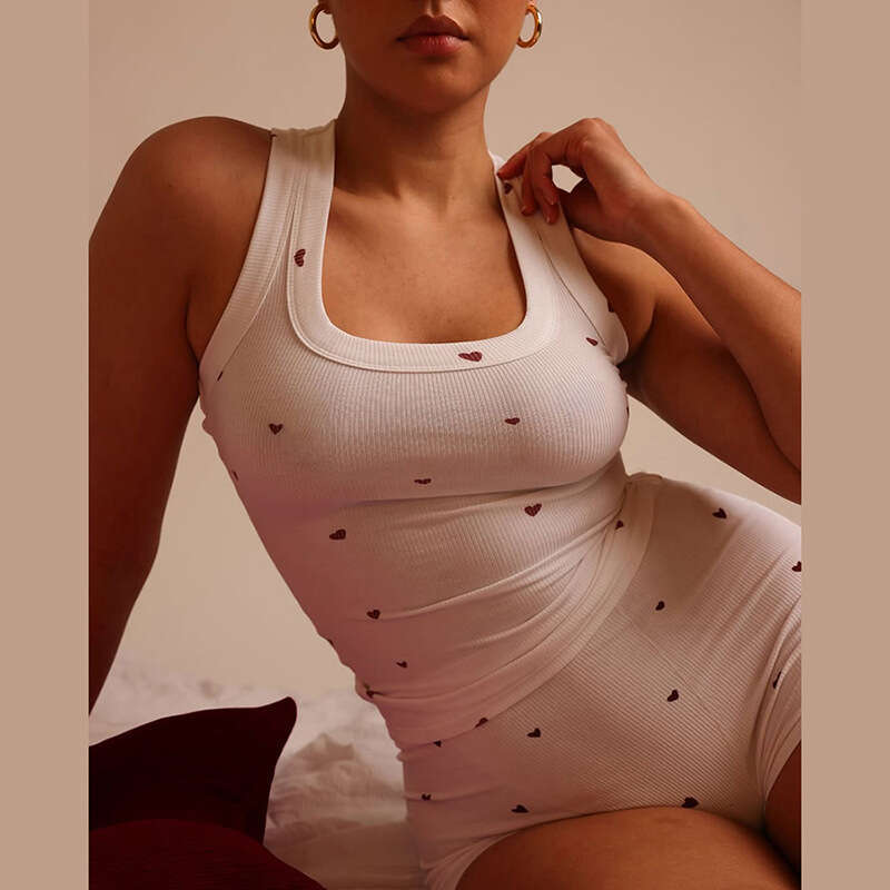 hoodie Women's Wear Summer New Love Printed Tank Top Shorts Sleepwear Two Piece Set Home Clothes Women jacket