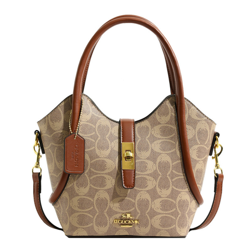 Designer bag free shipping 2025 new fashionable bucket bag premium texture printed large capacity single shoulder crossbody bag for womens