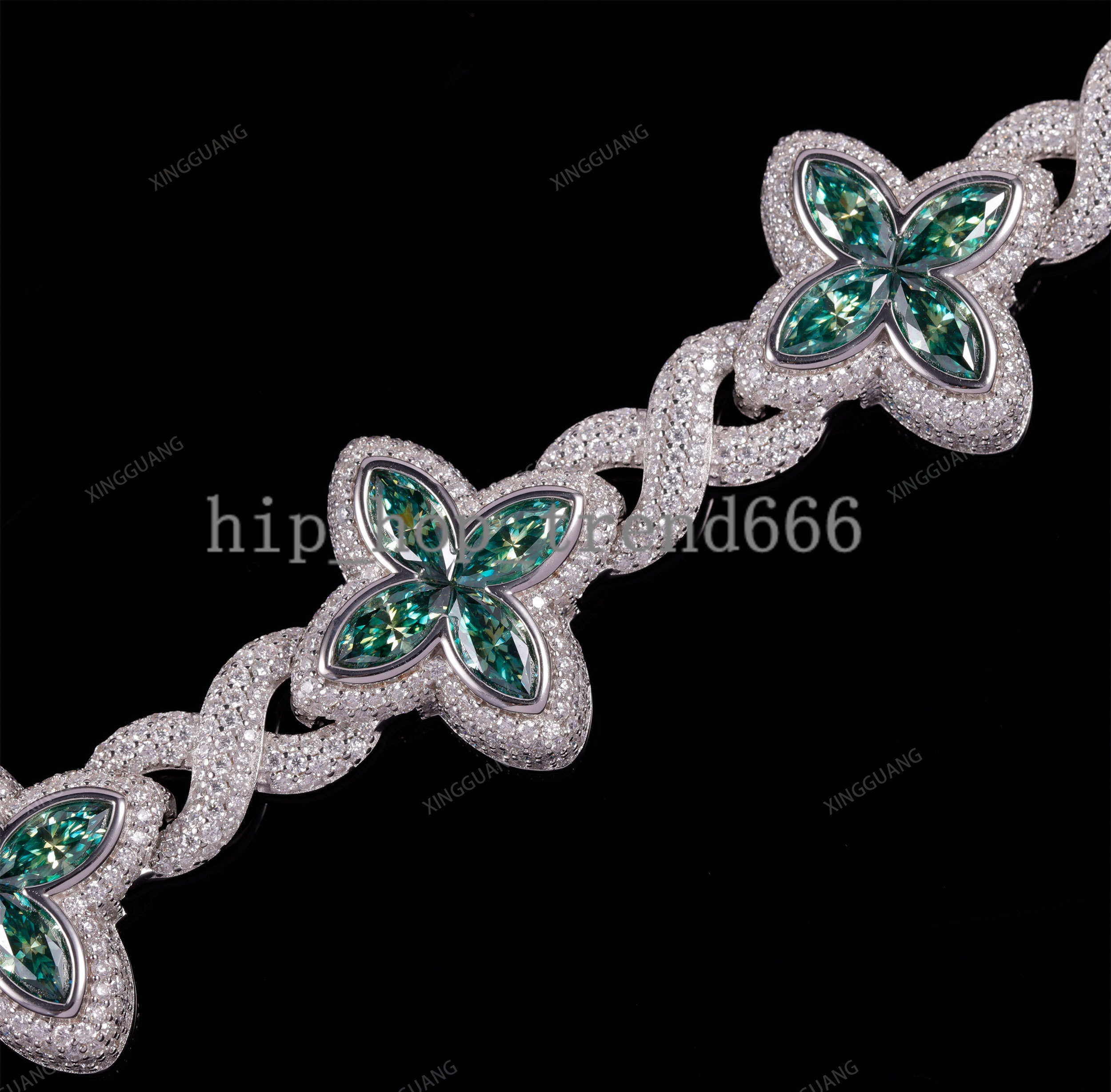 Green Marquise Moissanite Bracelets Iced Out Pass Diamond Tester 925 Silver Plated Gold Fine Jewelry Bracelets