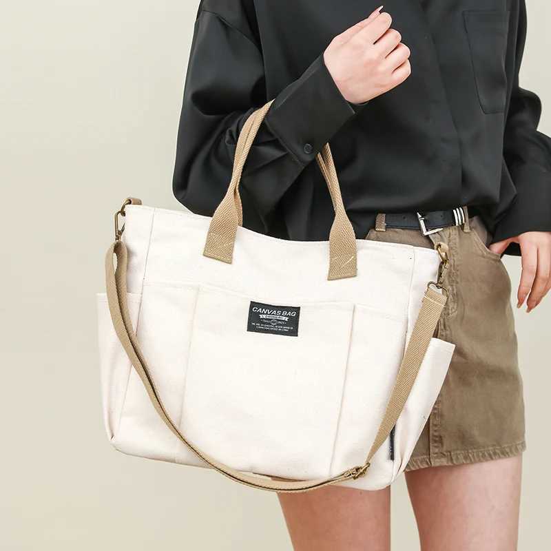 Womens Tote Bag Casual Canvas High Quality Shopping Female Crossbody Schoolbags Solid Shoulder Shopper Bags For Women HandbagT251121