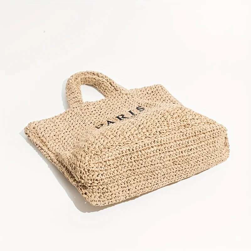 Casual Large Capacity Straw Tote Designer Letters Women Handbags Handmade Woven Summer Beach Bag Big Shopper Purses