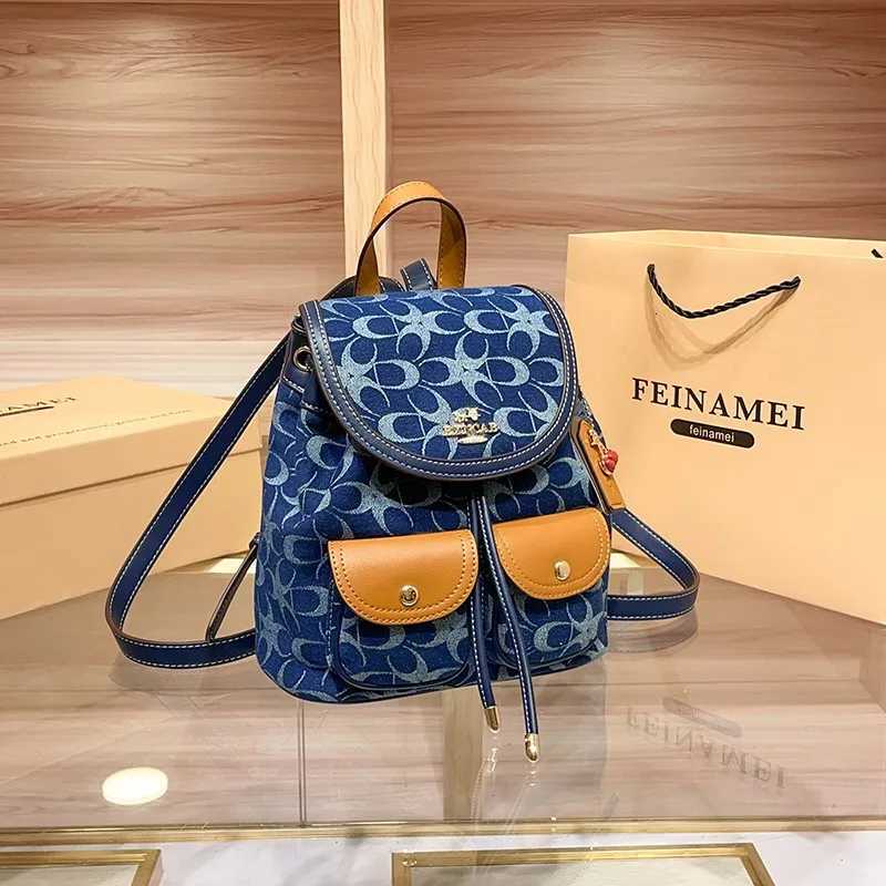 Ladies backpacks light luxury retro denim canvas bags fashionable 2025 new models high-end commuting large-capacity backpacW251121