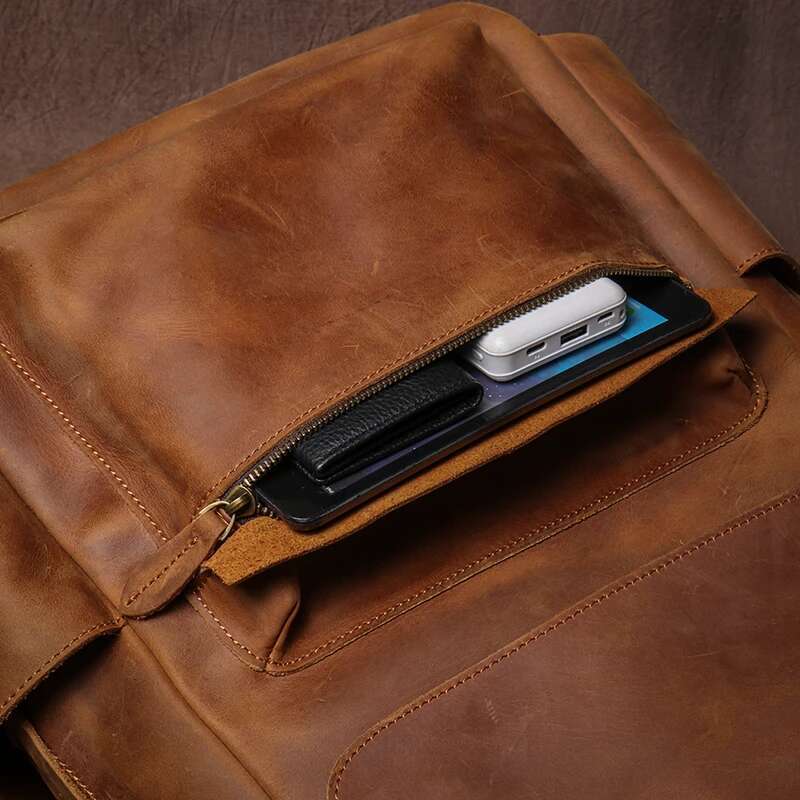 Designer Bag GURO Vintage Genuine Leather Backpack Men's Weekend Travel Backpacks Top Crazy Horse Cowhide Schoolbag For 16 Inch Laptop