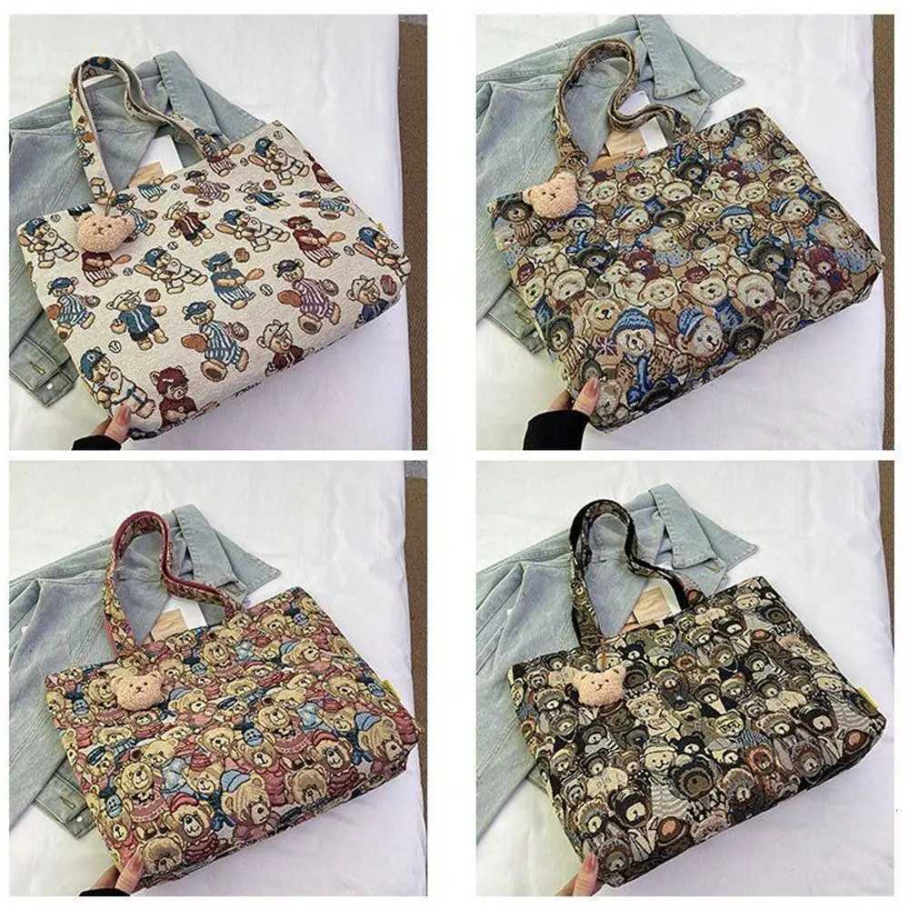 New Portable Handbag Casual Large Capacity Shoulder Bag Cartoon Bear Pattern Tote BagT251121