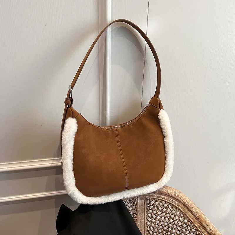 Suede Solid Color 2024 Hot Selling Wens Handbag Large Capacity Zipper Winter Shoder Bag Soft Simple Popar Crossbody Bag Y251121