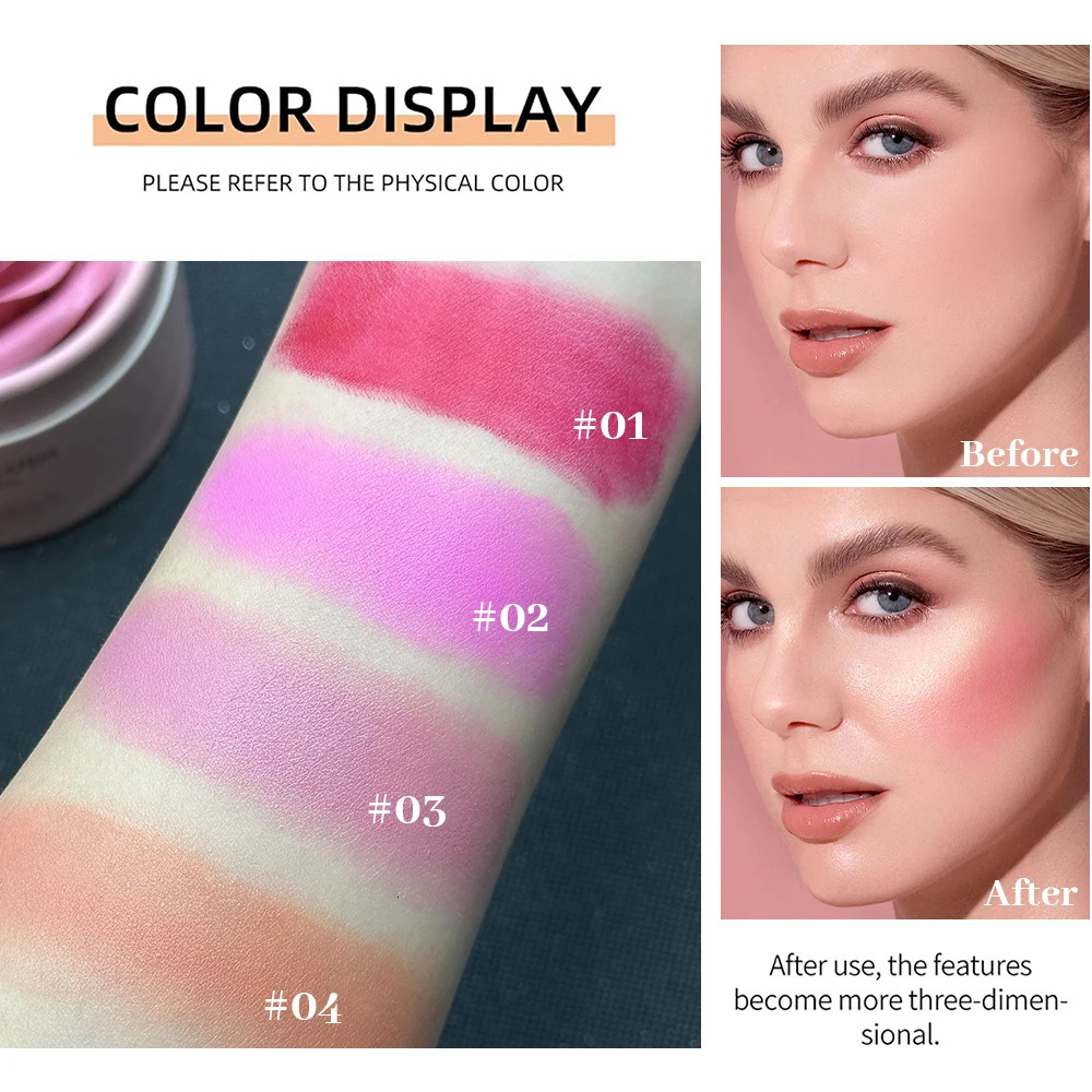 Floral Blush 3D petal Rose Petal Natural highlighter flower Blusher Pigment Long Lasting Face Makeup Brighten Effect cosmetics 251113