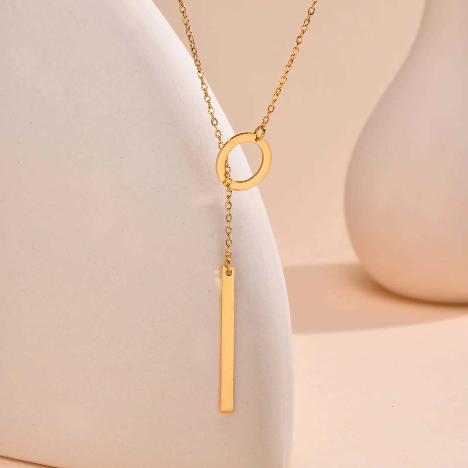 Lariat Necklace for Women Stainless Steel Drop Necklace with Long Chain Party Wedding JewelryXJ251121