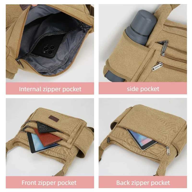 Mens Casual Crossbody Bag Large Capacity Multi Compartment Shoulder Bag Suitable for Daily Outings Travel Commuting EtcT251121