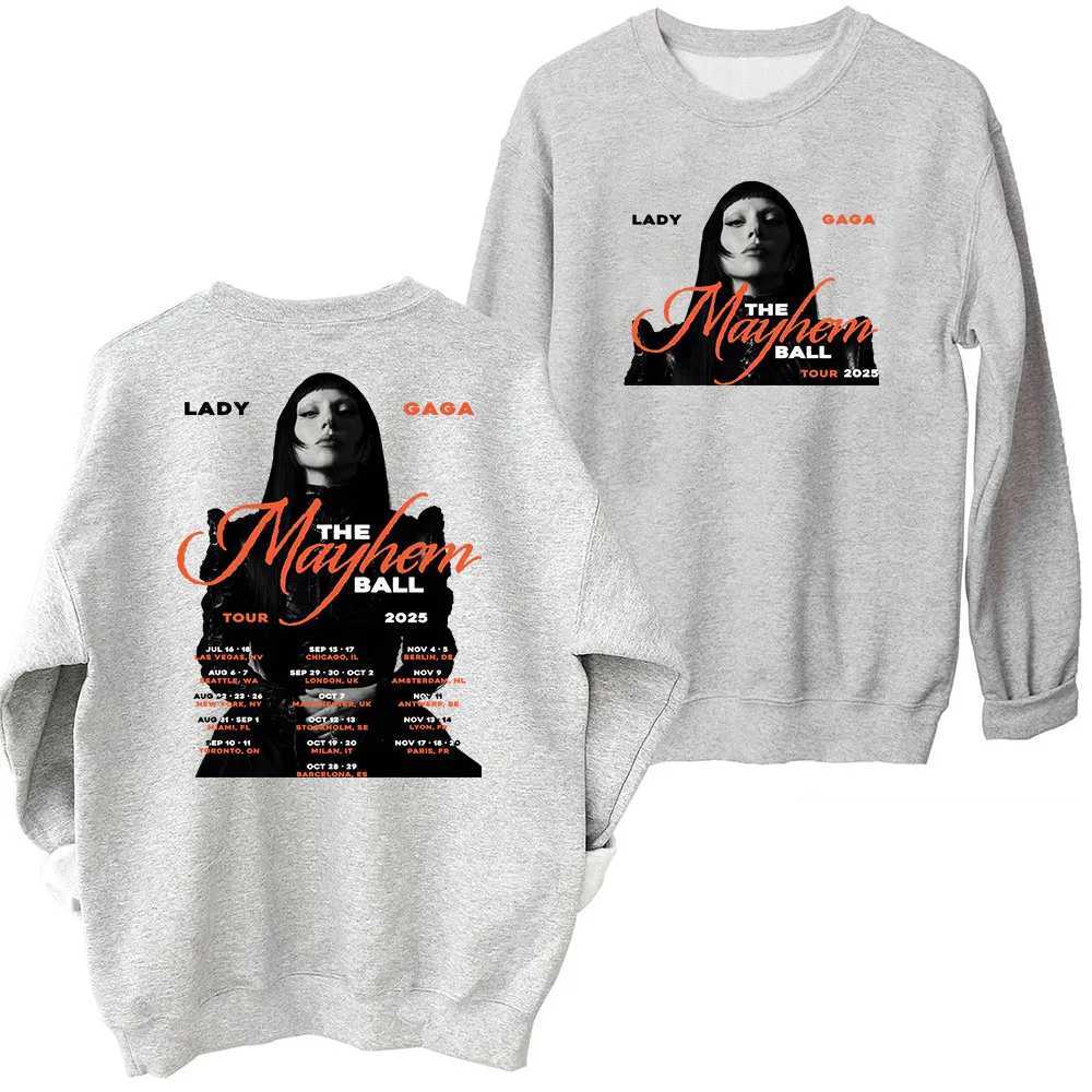 2025 Womens GAGA Chaos Ball Tour Sweatshirt Harajuku Round Neck Long Slve Super Large Hoodie X250421 L2510182KS3