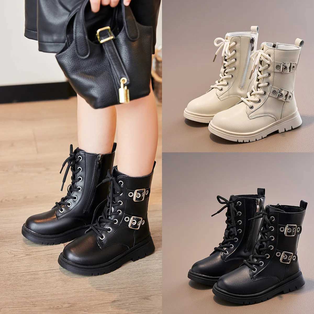 2024 Autumn Winter New Children Short Boots for Girls Fashion UK Style Chic Soft Comfortable Anti-slippery Casual Leather ShoesW251121